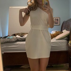 Boohoo white tie dress